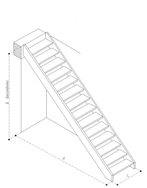 Geradläufige Treppe Buche naturbunt Parkett-Optik